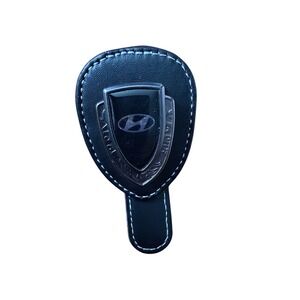 Hyundai Black Faux Leather Car Visor Sunglasses Glasses Holder Clip Shield Logo